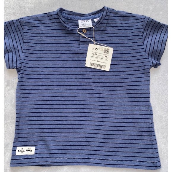 Zara 3pc bundle LOT 9-12m 12-18m NWT t-shirts short sleeve blue camel - Picture 2 of 4